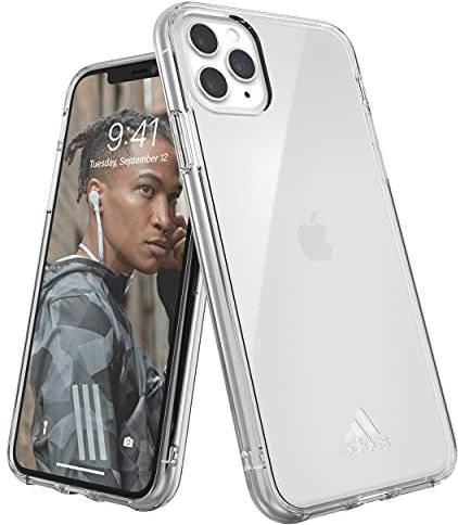 adidas Sports Compatible with iPhone 11 Pro Max Case, Small Logo Print Clear Mobile Phone Protective Case – Transparent