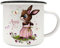 Emaille Becher Camping Tasse Motiv Hase Häschen rosa Schmetterlinge & Wunschname Name Kaffeetasse Geschenk eb492 - ausgewählte Farbe: *schwarzer Becherrand*