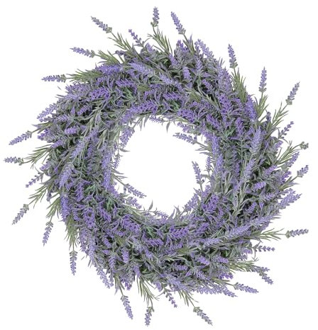 Pauwer Ghirlanda di fiori di lavanda artificiali per porta di casa, 40 cm, decorazione per la porta di casa, da appendere alla parete, finestra, decorazione per feste