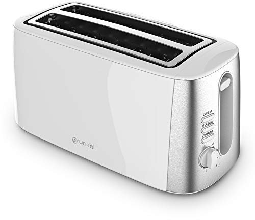 Grunkel - Tostador TS-DOBLEMAXI - Con ranura extra ancha con 7 niveles de tostado, bandeja recogemigas extraíble y recogecable. Función recalentar, descongelar y cancelar - 1400W - (Ranura doble)