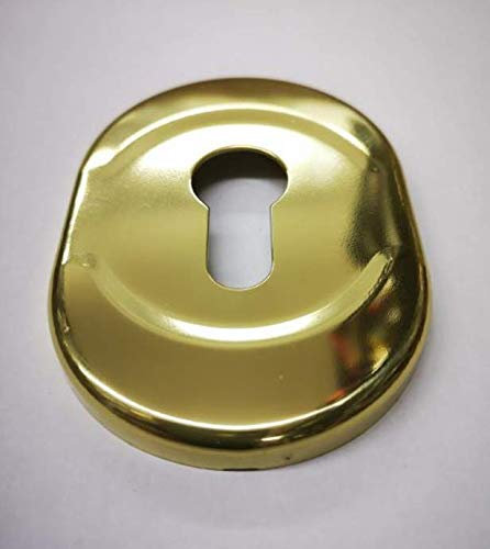 effedielle® Mostrina in alluminio foro cilindro europeo colore OTTONE ORO LUCIDO -placca per porta blindata,placchetta-borchia ATRA-DIERRE(mm.h.86x62) Compatibile con altre marche di serrature