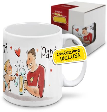 mugnue Tazza per la festa del papà. Tazza da caffè in ceramica ultra bianca da 325 ml (Best Happy Birthday Dad)
