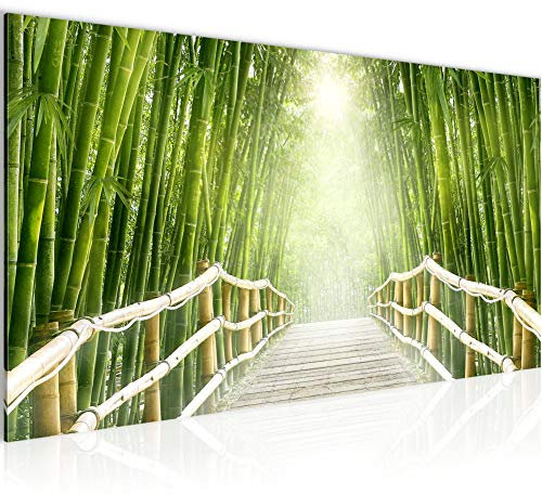 Runa Art Tableau Decoration Murale Bambou De Pont 1 Partie Moderne Toile non tissée Salon Salle la nature Beige vert 032412a