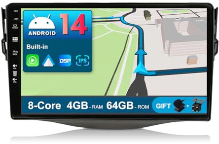 JOYX Android 13 Autoradio Passt für Toyota RAV4 (2007-2012) - [4G+64G] - Eingebaut DSP/Carplay/Android Auto - LED Rückfahrkamera MIC KOSTENLOS - 9 Zoll - Mit Lenkradsteuerung 4G WiFi BT5.0 DAB
