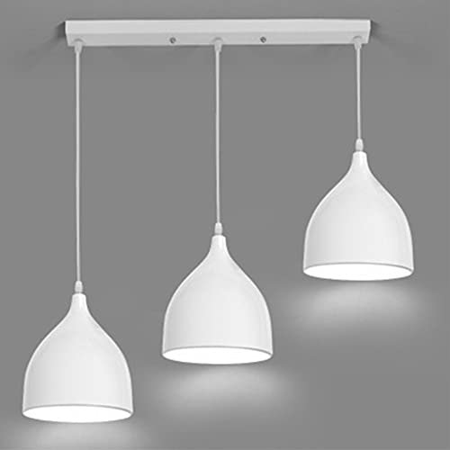 ChaoZan Lampada A Sospensione dal Design Moderno Nordico, Lampada A Sospensione A Forma di Imbuto bianca, alluminio Metallo Regolabile in Altezza E27x3 Ristoranti sala da pranzo soggiorno Caffè