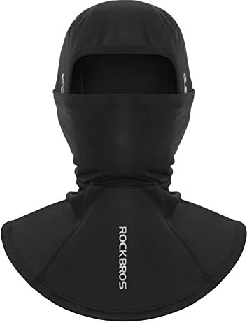 ROCKBROS Cagoule Moto Hiver, Balaclava Cagoule de Vélo Homme Polaire, Élastique Respirant avec Trous de Lunettes Coup-Vent Anti-Froid pour Homme Femme pour Cyclisme, Ski, Moto, Sports en Plein air S
