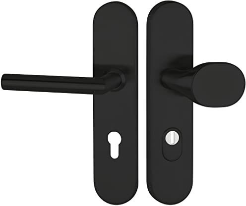 Hermat Basic02 Schutzbeschlag Edelstahl schwarz ZA Wechselgarnitur Türgriff 72mm