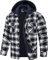 TACVASEN Herren Übergangsjacke Langarm Check Shirts Herrenjacken Gesteppte Hemdjacke Klassisch Karohemd Lässige Hemd, Schwarz, M