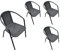 LC Garden Garvista 4er Stuhl Set Bistrostuhl Stapelstuhl, Gartenstuhl, Terassenstuhl, stapelbarer Armlehnstuhl mit Metallgestell in schwarz und Polyrattangeflecht