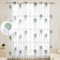 Deconovo Voile Vorhang Leinenoptik Ösenvorhang Transparent Dekoschal mit Stickerei Blatt, 245x140 cm(HöhexBreite), Grün+Weiß, 2er Set