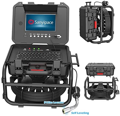 Rohrkamera 50M, HD 1080P Kanalkamera mit Ortung, 9-Zoll-Bildschirm, Selbstnivellierender Kamerasonde, USB-Tastatur, Professionelle Klempner Endoskopkamera mit Audio- und Videoaufzeichnungsfunktion