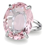 Bague en Argent Sterling et Quartz Rose - Bijou Ovale Imposant - Bague à Pierres Précieuses pour Femme avec Monture à Griffes