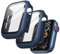 JETech Hülle mit Displayschutz für Apple Watch SE (2022/2020) /Series 6 5 4 40 mm, Gesamt Schutzhülle, Eingebaut Gehärtetes Glas Schutzfolie Hoch Empfindlichkeit, 2 Stück (Blau)