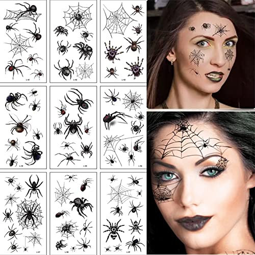 20 Stück Tattoo Temporär für Halloween, Tattoos Zum Aufkleben, Temporäre Tattoos Männer Frauen, Fake Tattoos Wasserfest, Festival Tattoos Gesicht Erwachsene Kinder Gefälschten Scab Blut Makeup Stützen