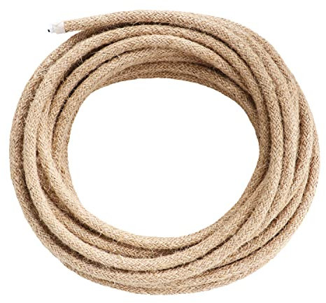 Helunsi 10 Meters / 32.8FT Electrical Cable Wire, Hemp Rope 3 Core 0.75mm² Round Fabric Cable, Vintage Flex Cloth Braided Wire for DIY Lamps Industrial Pendant Lights Flexible Lighting Project - 10m