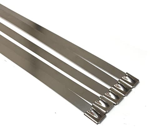 Premium Stainless Steel Cable Ties, SS304 Stainless Steel Zip Ties, Metal Cable Ties, Exhaust Wrap Self Locking Cable Zip Ties, Marine Grade Metal Tie Wraps (5, 4.6x200mm)