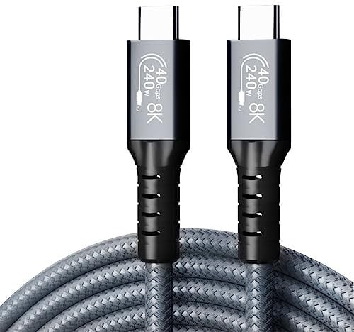 Herfair USB C to USB C Cables,8K HD Display 240W Type C to Type C Fast Charge Braided Lead for Thunderbolt 4,40Gbps Data Transfer,Support 8K/6K@60Hz,Compatiable with Monitor,Mac Studio,SSD