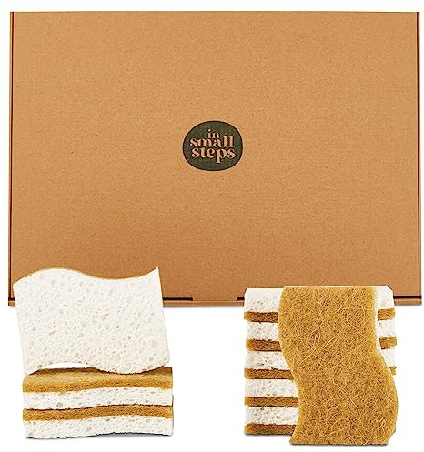 9 Pack Eco Sponge Washing up Compostable Kitchen Dish Sponge Biodegradable Washing Up Scrubber Sponges for Dishes with Heavy Duty Coconut Husk Scouring Pad
