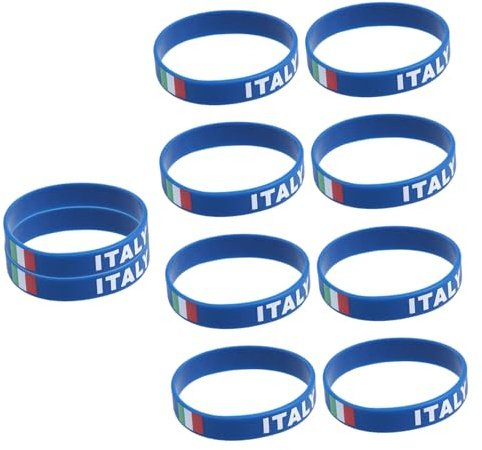 STOBOK 10 Pezzi Braccialetto Silicone Bandiera del Paese, Braccialetti di Calcio in Silicone Giallo, Comodi da Indossare per Partita e Club