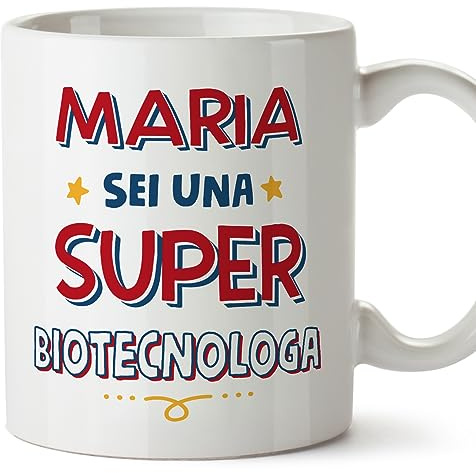 Mugffins Tazza Personalizzata in ceramica per BIOTECNOLOGA donna 11 oz / 350 ml - In italiano - Sei Super - Idea regalo per compleanno, anniversario, natale, laurea