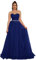 PCBROS Robe de Cérémonie Longue Chic Formelle avec Ruches en Tulle Robe Femme de Mariée Mariage Bleu Royal 36