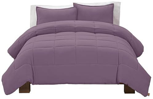 UGG Leonora Bettdecken-Set mit 2 Kissenbezügen, leichte Daunen-Alternative, wendbar, gemütlich, warm, für alle Jahreszeiten, waschbar und hypoallergen, Kingsize, Purple Shadow