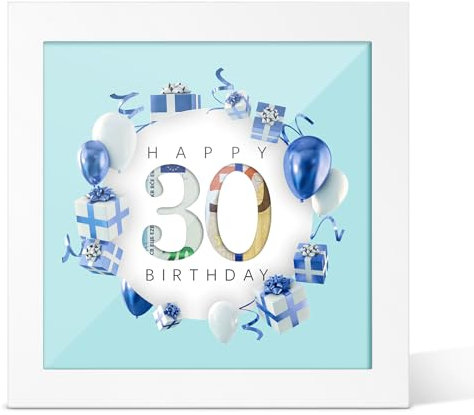 Dulov 30. Geburtstag Geldgeschenk Bilderrahmen, Geschenke zum 30 Geburtstag Mann Frau, Geldgeschenke Verpackung mit Bilderrahmen, Kreative Geburtstagsgeschenk 30 Geburtstag Deko - Blau