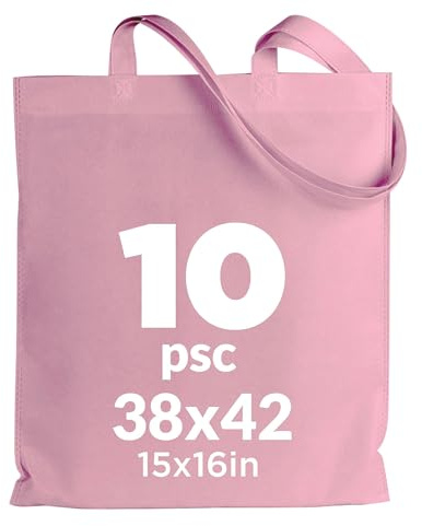 Tote Bag, Lot de sacs couleurs 100% coton, à longues anses, lavables et réutilisables. Sac en jute. Cabas en Tissu à Poignées Solides pour les Courses, longues poignées. Sac Shopper Sacs en coton