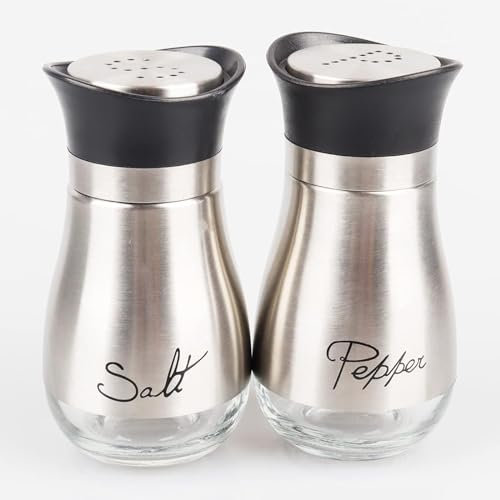 lurora2021 Salz Und Pfefferstreuer Set Pfefferstreuer Gewürzstreuer Mit edelstahl deckel Salz Und Pfefferstreuer Klein Set für Küche Kochtisch, Wohnmobil, Camp, Bbq Nachfüllbares design (Silber)