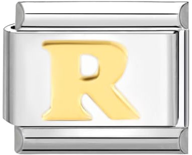 papasgix Italian Charms Module Buchstaben A-Z für 9mm Italian Charm Bracelet Gold DIY Italian Style Charms für Damen Abnehmbar Italienisches Charm Armband Zubehör Junge Mädchen Geschenk