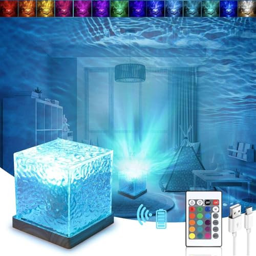 Wave Lamp,Sternenhimmel Projektor,16 RGB Lampe,LED Nachttischlampe,Tischlampe LED Lampe,USB Nachtlichtlampe,LED Tischlampe Kristall,Dimming Kristall Nachtlichtlampe,Rgb Farbwechsel Nachtlicht
