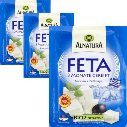 Alnatura Feta Griechischer Fetakäse aus Schafskäse und Ziegenmilch 180 Gramm x 3 Stück (Frischegarantie)