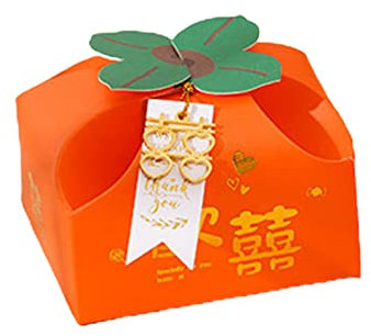 Lot de 50 boîtes à bonbons chinoises en forme de kaki avec papier de remerciement, boîte cadeau pour chocolats, kaki