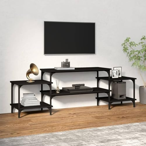 Gecheer Meuble TV Table TV Meuble TV Salon Étagère Support TV Élévateur Écran LCD Table Télévision Meuble Salle à Manger Téléviseur Bas Bois Noir 157 x 35 x 52 cm