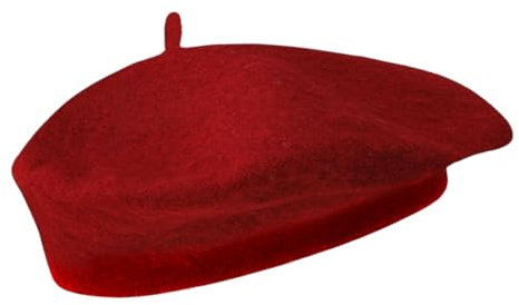 HIOQFR Klassische Baskenmütze Barett Mode Baskenmütze Damen Wolle Französische Mütze French Beret Franzosen Mütze Barrett Frauen Künstler Maler Hut Französischer Hut Moderne für Sommer Winter-Weinrot
