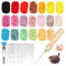 VILLCASE 1 Set Filzwolle Start Set FüR AnfäNger, 20 Farben Filzwolle, Nadelfilz Set, Filznadeln Und Bastelwerkzeuge FüR Kinder Und Erwachsene, Diy Bastelset FüR Filzarbeiten