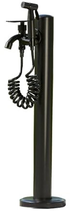Robinet Exterieur Jardin Noir Robinet Extérieur Antigel Robinet Jardin Acier Inoxydable Robinet Exterieur Jardin Sur Pied(Color:Round column with spray gun,Size:60cm)