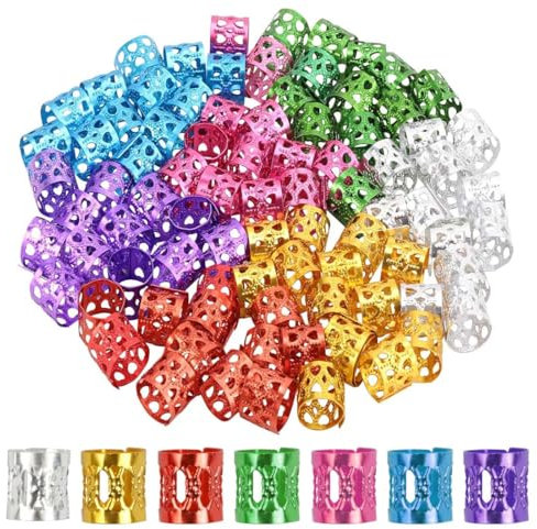 EIHI Dreadlocks Schmuck, Braids Zubehör, Aluminium Dread Lock Verstellbar Metall Cuffs Dreadlocks Perlen Flechtet Haar Schmuck, 50 Stück