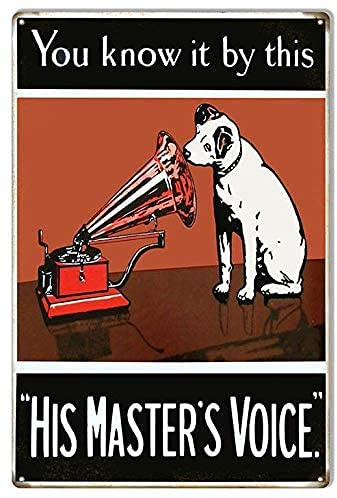 Vintage Signs Metallschilder You know it by This His Master Voice Blechschild Wandkunst Metallposter für Zuhause, Bar, Café, Garage, Badezimmer, 30 x 40 cm
