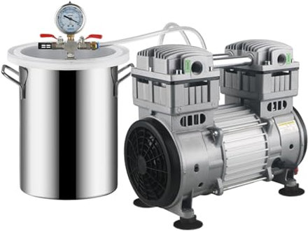 6 12 21 51 L Vacuum Chamber with Vacuum Pump, 304 Stainless Steel Vacuum Degassing Chamber Kit with 1.5m Long Hose, for Diy Resin Casting/Wood Stabilizing/Epoxy/Plaster(51L/13Gal(40x40cm/15.7x15.7in))