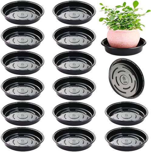 Plant Saucer 15 Pack Plant Trays for Pots 10 Inch Plastic Plant Saucers for Outdoors and Indoors Black Drip Trays for Potted Plants Flower Pot Plates to Catch Water Plant Drainage Dishes No Holes