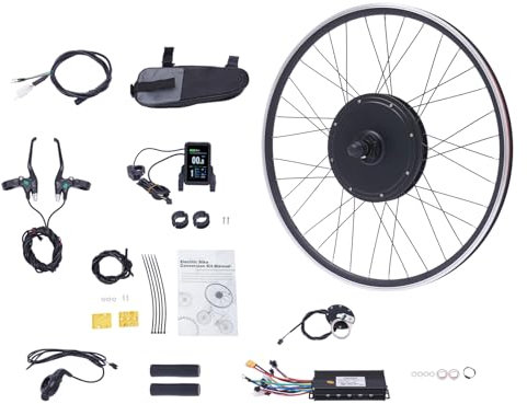Taozhiyy E-Bike Kit, 48V 1000W 5 Gänge Frontmotor, 28/29/700CC E-Bike Hub Umbausatz mit LCD Display, Brushless Integrierte Controller, für DIY Scheibenbremse V-Brake Bike