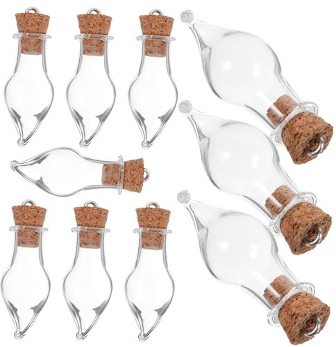 QUMIIRITY Botellas De Vidrio Corcho Mini Transparentes, Tarros Pequeños De Cristal Tapón De Corcho, 10 Piezas, Frascos Decorativos Para Manualidades y Recuerdos