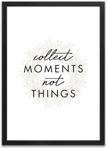 ARTFAVES® Poster - Collect moments not things | Wanddeko Wandbild Spruch Reisen Travel Persönlichkeitsentwicklung | mit Rahmen Schwarz | 30 x 40 cm