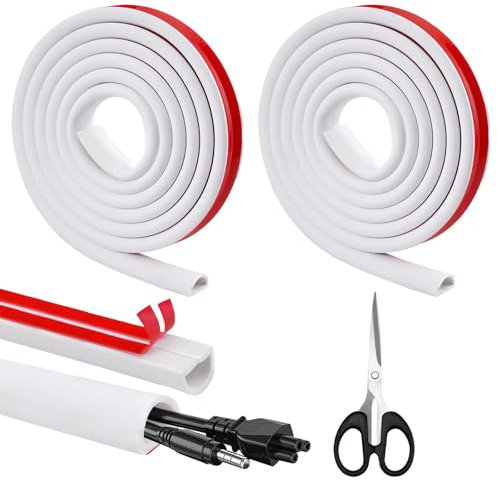 Scettar 5M Type D Blanc 15 * 10mm Goulotte de Câble,Apportez Votre Propre Colle arrière Cache Cable TV Mura,Goulotte Electrique,Goulotte Cache Cable et Ciseaux