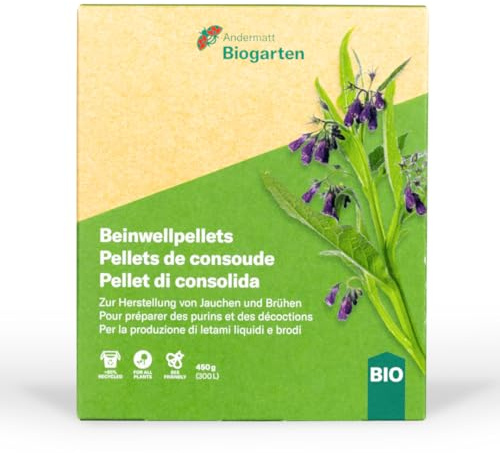 Andermatt Biogarten Beinwell Pellets 450 g – Pflanzenstärkungsmittel für Obst, Gemüse & Beeren, zur Herstellung von Jauche und Brühe, fördert Frucht- und Wurzelbildung, hohe Reichweite