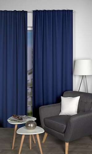BB-Toy-Trades Verdunklungsvorhang Fertigschal mit Kräuselband Multifunktionsband Kombibandschal Gardine Vorhang Fenstergardine Samtvorhang Blickdicht 1 Stück BxH 140 x 245 cm in Blau