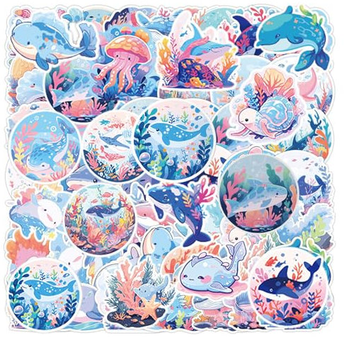 RELKLYU 100 Marine Life -Aufkleber, Niedliche Cartoon -Aufkleber, Kreative Aufkleber, Können Wasserflaschen, Koffer Und Fahrräder Dekorieren.