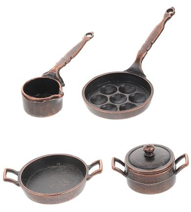 Kisangel 1 Set Dollhouse Miniatur Küchenset DIY-metalltöpfe Und Pfannen Realistische Mini-küche Für DIY-Rollenspiele Und Teeparty-gefälligkeiten