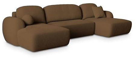 Masseno Ecksofa Savona N mit Schlaffunktion U-Form, Sofa mit Bettkasten, Wohnzimmersofa, Couch, Soffa, Bettsofa, Couchgarnitur- Braun, Now OR Never 56